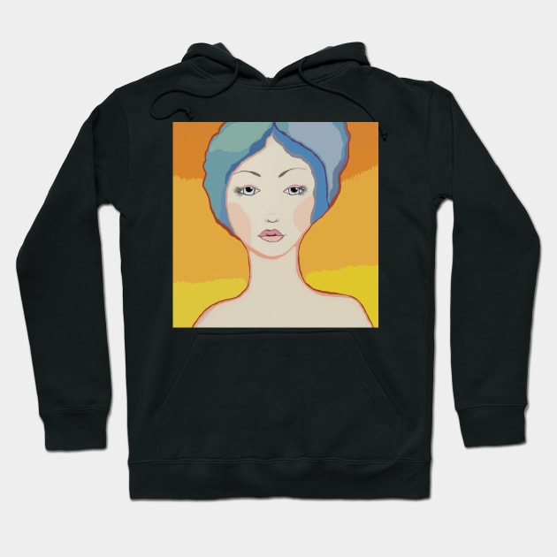 Blue Eyes woman digital art portrait Hoodie by LisaCasineau